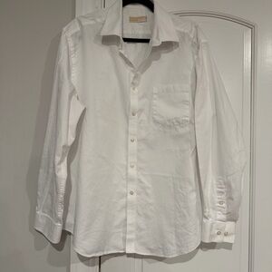 Michael Kors Shirt Mens XL White Button Up Cotton Collar Long Sleeve Pocket